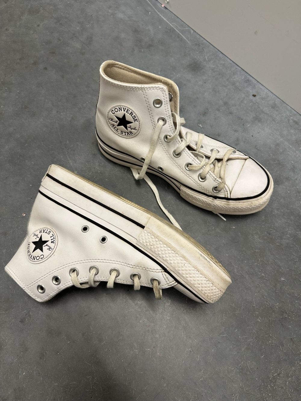 Converse High Top Platform Sneakers in Off-White - Picture 2 of 5